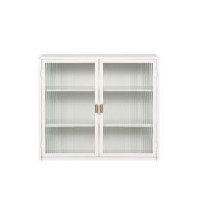 Modern Two-door Wall Cabinet With Glass Door With Three Levels Of Storage For Entrance Living Bathroom Dining Room, White Unavailable Platforms- Temu