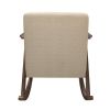 Modern Home Furniture 1pc Rocking Chair Light Brown Fabric Upholstered Dark Walnut Finish Wood Cushion Seat and Back
