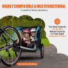VEVOR Bike Trailer for Toddlers, Kids, Double Seat, 110 lbs Load, Tow Behind Foldable Child Bicycle Trailer with Universal Bicycle Coupler
