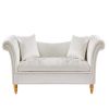 Velvet Sofa Stool with 2 Pillows in Beige