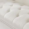 Velvet Sofa Stool with 2 Pillows in Beige