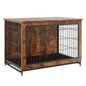 VEVOR Dog Crate Furniture, 38.6 Inch Wooden Dog Crate With Double Doors, Heavy-Duty Dog Cage End Table With Multi-Purpose Removable Tray, Modern Dog K