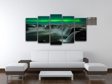 Godafoss 5 Split Panel Canvas (Type: Standard Framed Canvas Print (Split-Panel), size: 84" x 40" / 214cm x 100cm (Approx))