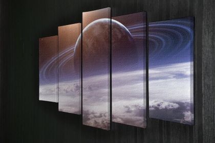 Universe scene with planets 5 Split Panel Canvas (Type: Standard Framed Canvas Print (Split-Panel), size: 64" x 32" / 162cm x 85cm (Approx))