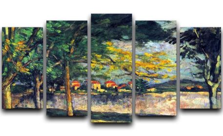 Into Street by Cezanne 5 Split Panel Canvas (Type: Standard Framed Canvas Print (Split-Panel), size: 44" x 24" / 115cm x 65cm (Approx))