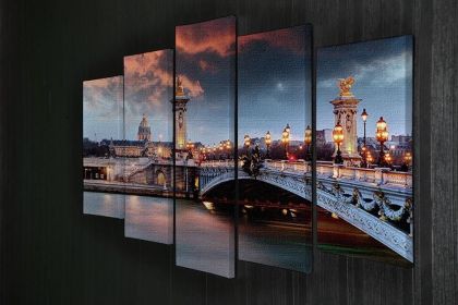 Alexandre 3 Bridge 5 Split Panel Canvas (Type: Standard Framed Canvas Print (Split-Panel), size: 64" x 32" / 162cm x 85cm (Approx))