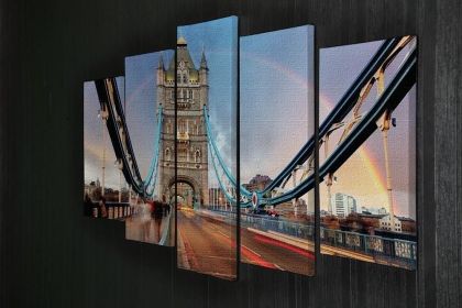 slow shutter speed Tower Bridge 5 Split Panel Canvas (Type: Standard Framed Canvas Print (Split-Panel), size: 64" x 32" / 162cm x 85cm (Approx))