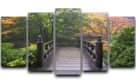 Japanese Garden Oregon in Autumn 5 Split Panel Canvas (Type: Standard Framed Canvas Print (Split-Panel), size: 44" x 24" / 115cm x 65cm (Approx))