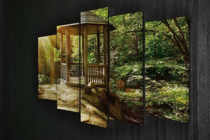 Aurora Polar lights 5 Split Panel Canvas (Type: Standard Framed Canvas Print (Split-Panel), size: 64" x 32" / 162cm x 85cm (Approx))