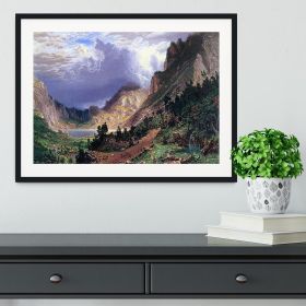 Storm in the Rockies Mt. Rosalie by Bierstadt Framed Print (Color: Black, size: 12" x 8" / 30cm x 20cm (approx))