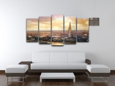 Shard of Glass at sunset 5 Split Panel Canvas (Type: Standard Framed Canvas Print (Split-Panel), size: 84" x 40" / 214cm x 100cm (Approx))