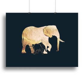 Black gold elephants 2 Canvas Print or Poster (Type: Poster Print, size: 12" x 8" / 30cm x 20cm approx)