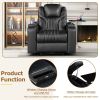 PU Leather Power Recliner Home Theater Recliner with Power Adjustable Headrest, Wireless Charging Device, USB Port, Storage Arms