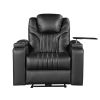 PU Leather Power Recliner Home Theater Recliner with Power Adjustable Headrest, Wireless Charging Device, USB Port, Storage Arms